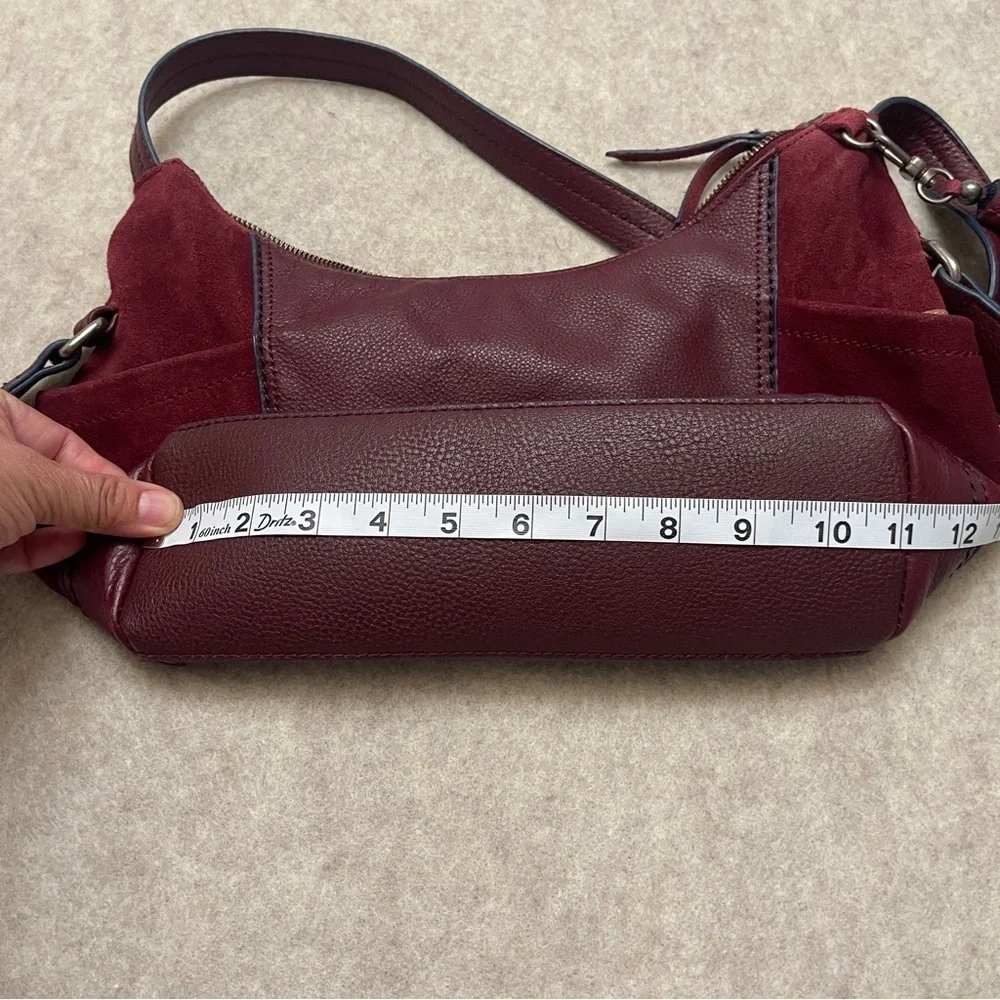 The Sak Marrón Soft Leather and Suede Hobo Zip Shoulder Handbag Purse